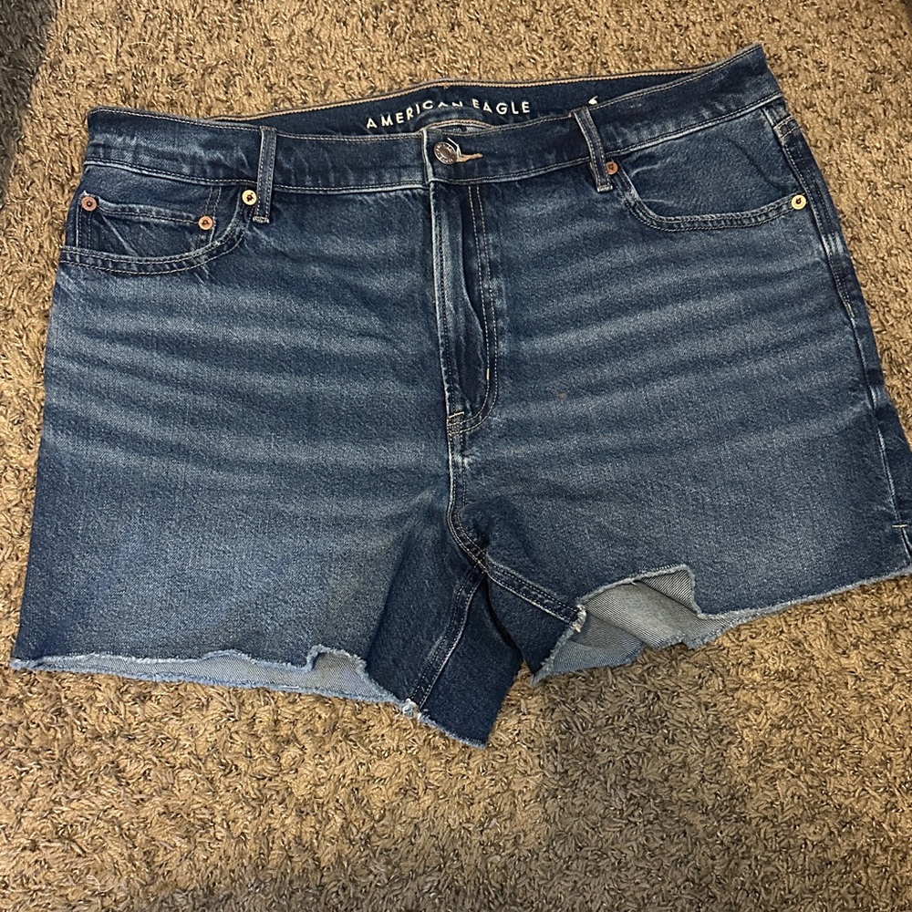 American Eagle Outfitters Dark Indigo Cutoff Denim Relaxed Shorts